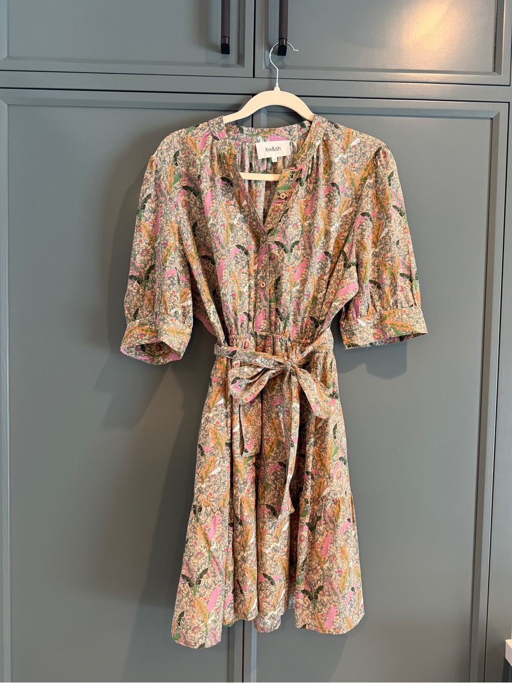 ba&sh Pink and Green Floral Dress L